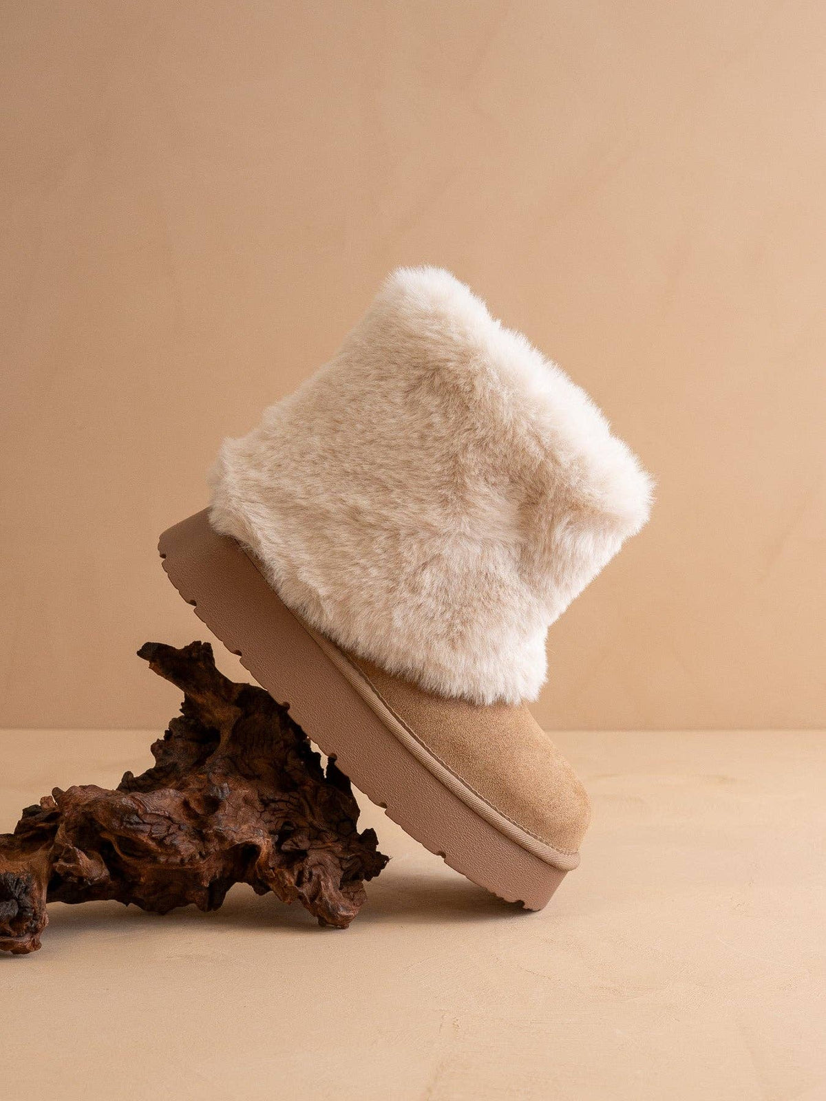 Fur Cuff Platform Ankle Boots - Oasis Society