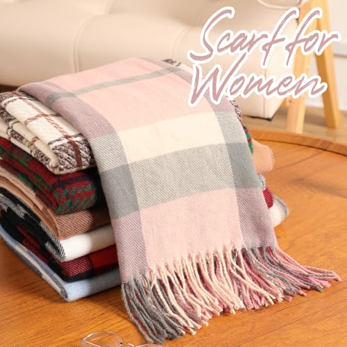 Winter Scarf for Women Plaid Long Oversized blanket Shawl Wraps Gift - color: Black & White