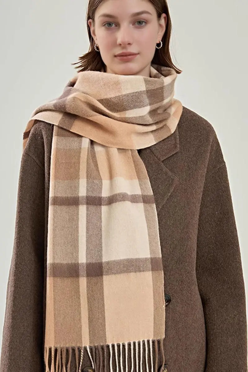 Classic Extra Long 100 Wool Plaid Scarf