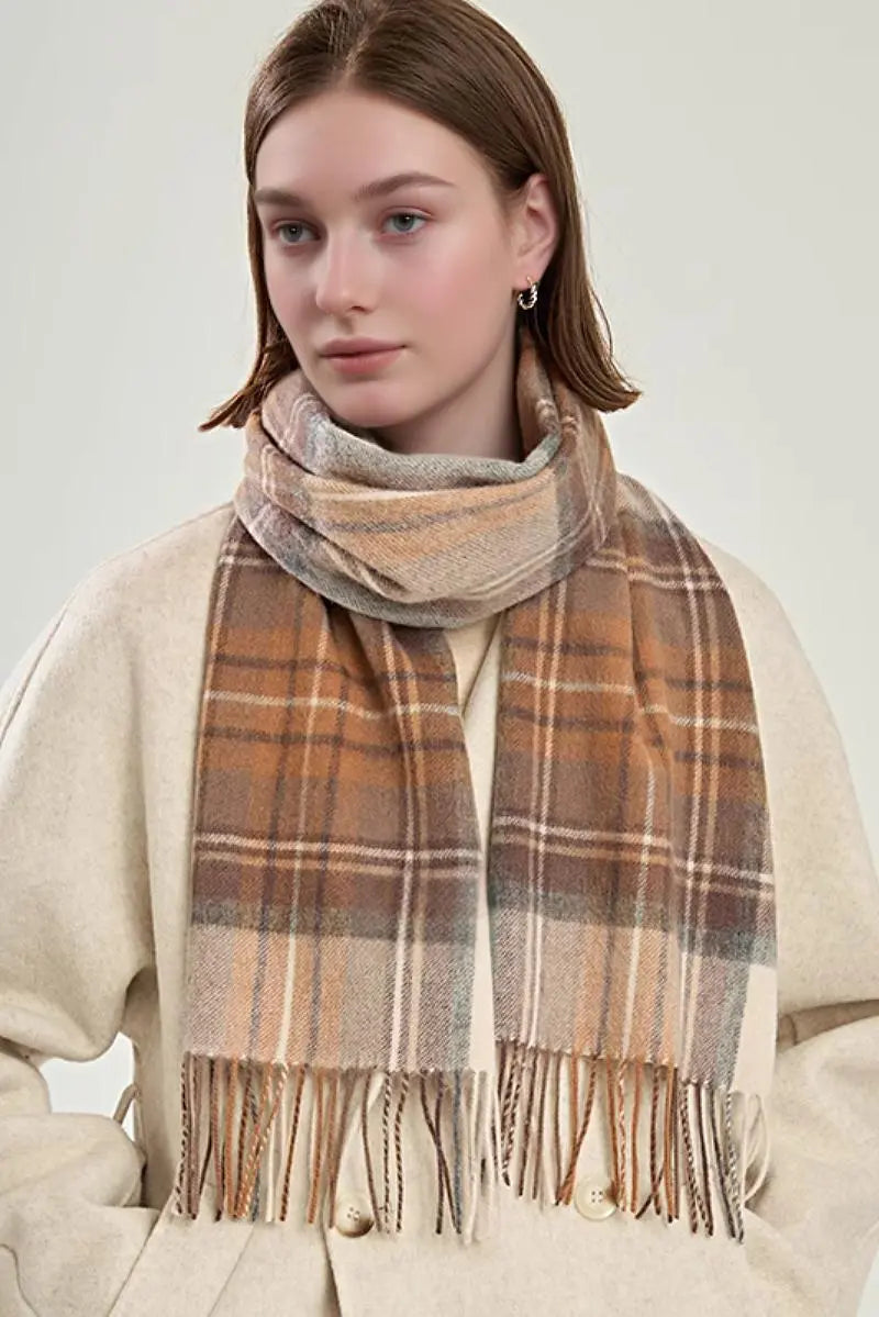 Classic Extra Long 100 Wool Plaid Scarf