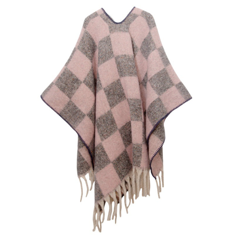 Fringed Jacquard Blanket Shawl Wrap Scarf