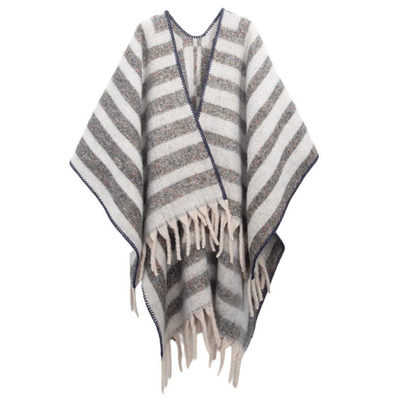Fringed Jacquard Blanket Shawl Wrap Scarf