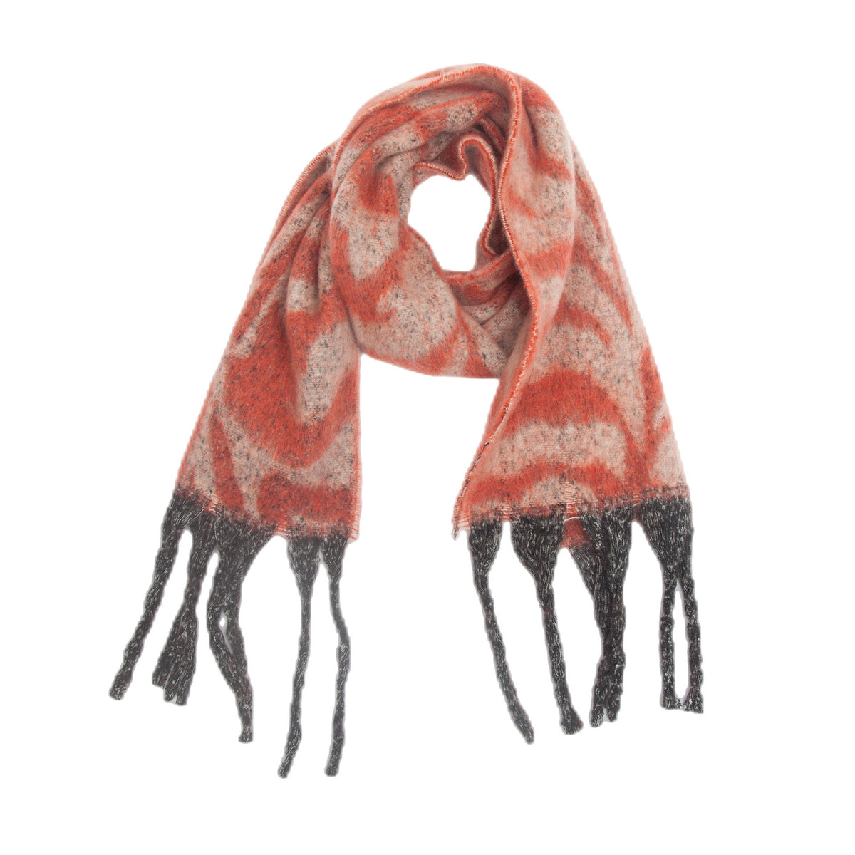 Zebra Stripe Fringed Blanket Scarf