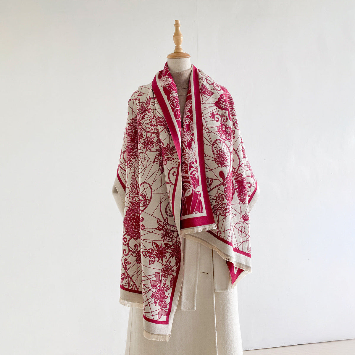 Damask Floral Reversible Blanket Scarf
