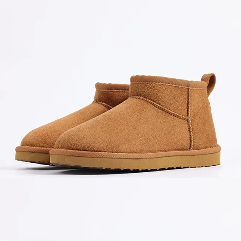Women's Plush Snow Boots - Anti-Slip Faux Suede Ankle Boots