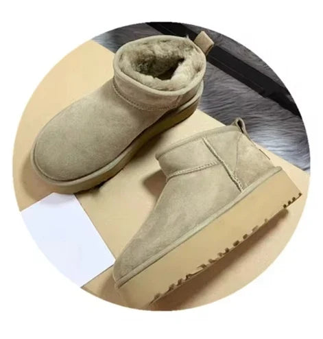 Women's Shearling-Lined Snow Boots - Platform Ankle Boots, Faux Fur