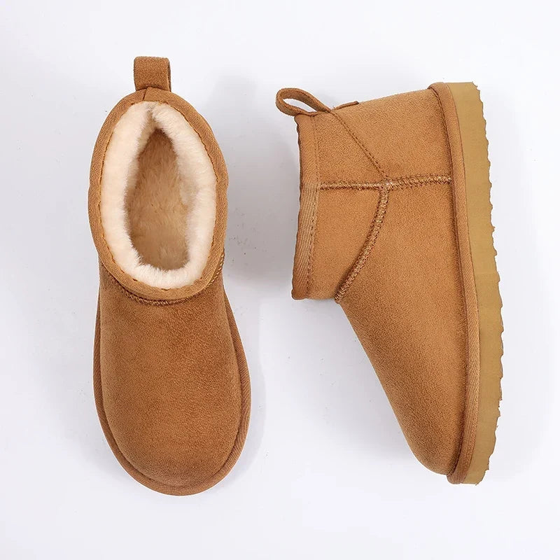 Faux Suede Plush-Lined Ankle Boots