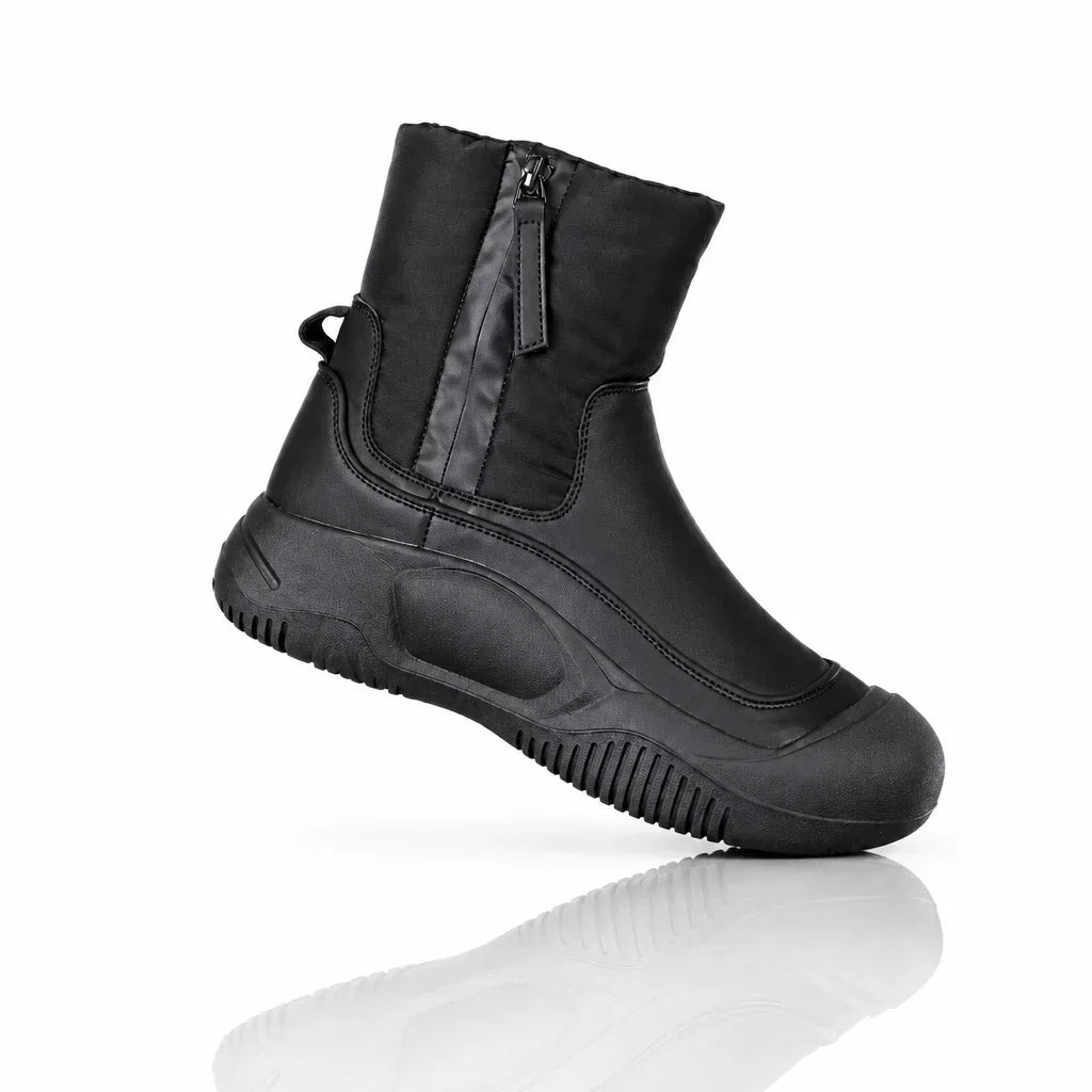 Women's quilted winter ankle boots with plush lining and side zip