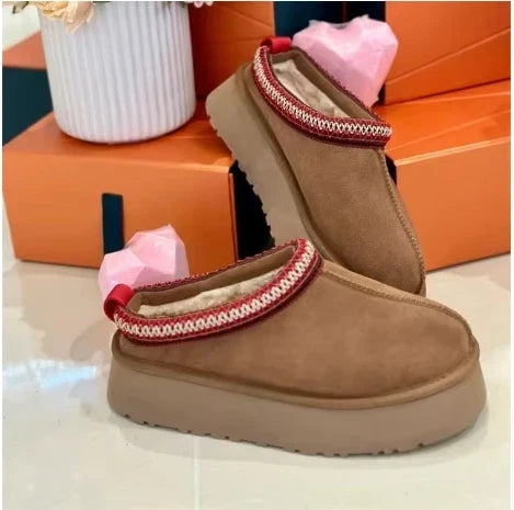 Women's Shearling-Lined Snow Boots - Platform Ankle Boots, Faux Fur