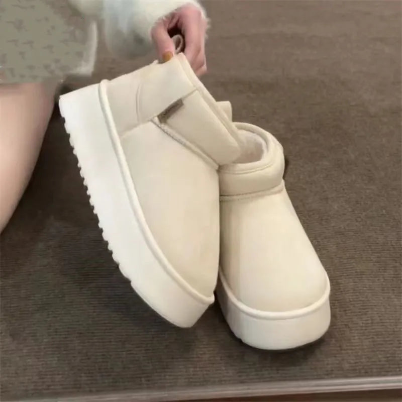 Women's Cotton Snow Boots - Round Toe Ankle Boots