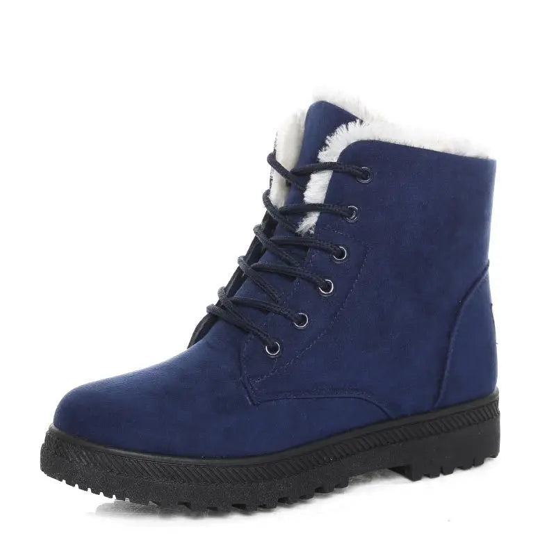 Women's Winter Snow Boots - Warm Fur-Lined Lace-Up Ankle Booties