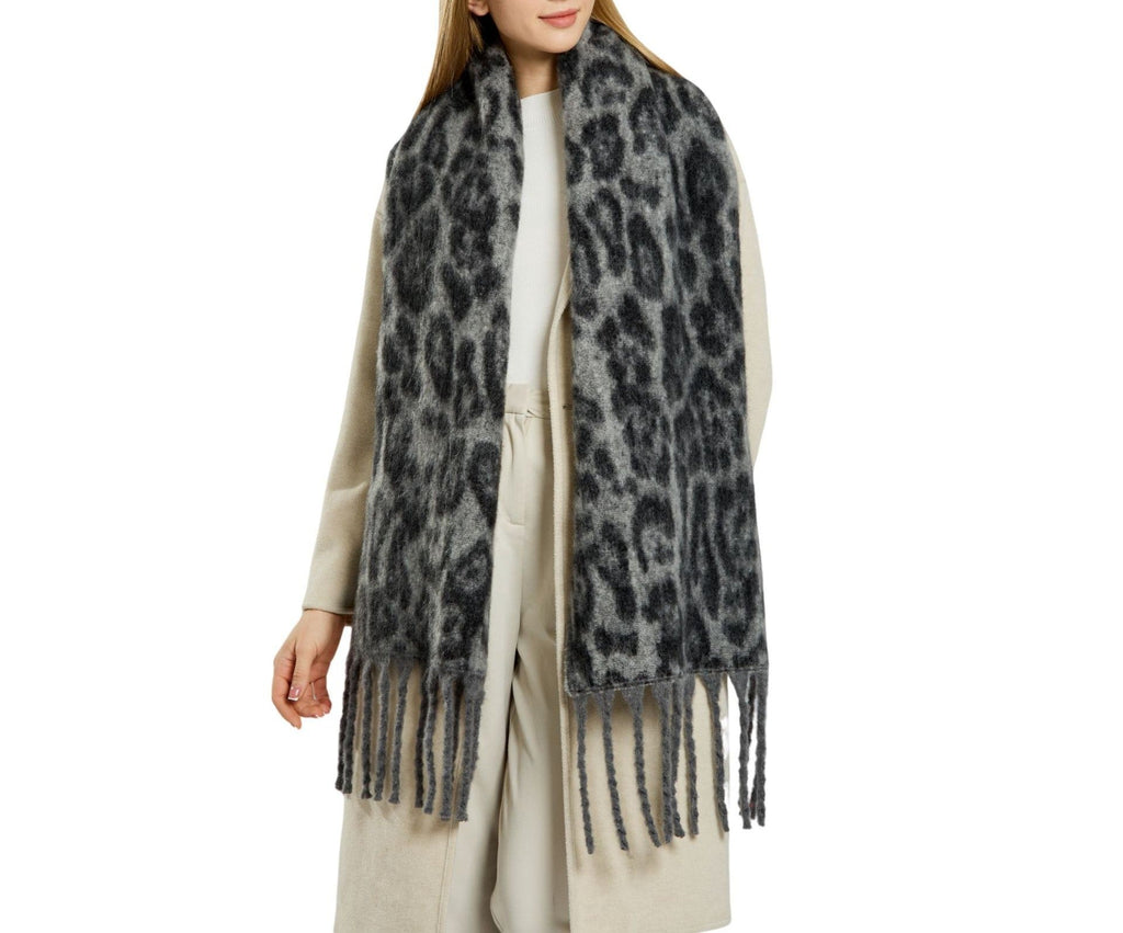 Brushed Animal Print Oversized Blanket Scarf