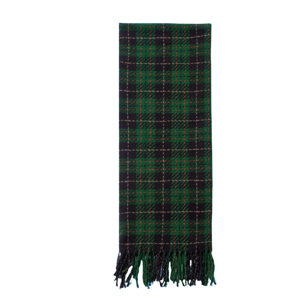 Green Tartan Fringed Blanket Scarf