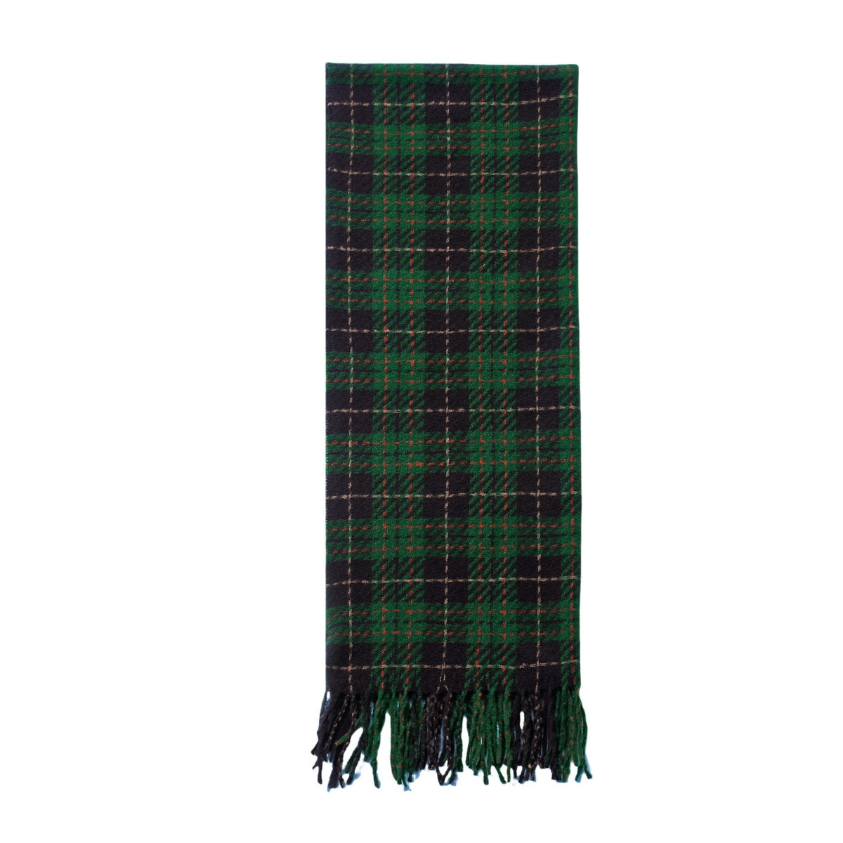 Green Tartan Fringed Blanket Scarf