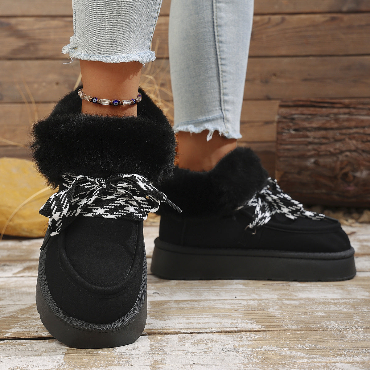 Plush Faux Fur Lined Platform Boots