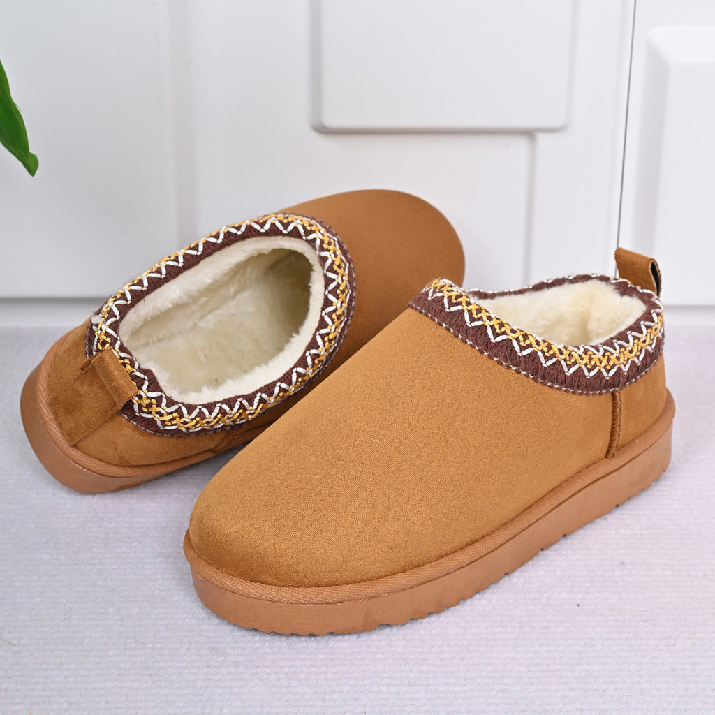 Slip-On Round Toe Platform Ankle Boots