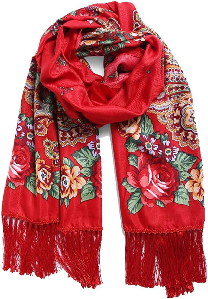 Traditional Tassel Exotic Wrap Printed Scarf for Women Warm Soft Large Long Rectangular Fashion Scarves