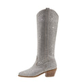 Rhinestone Knee-High Western Boots